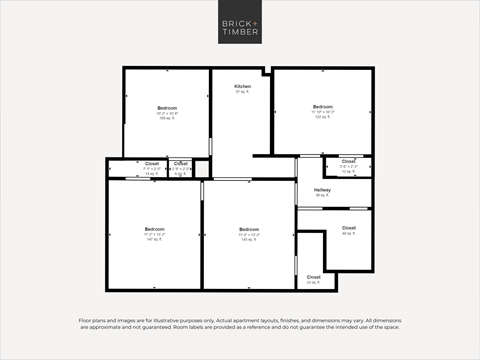 Floor plan for 2 beds, 1 bath, 867 sqft